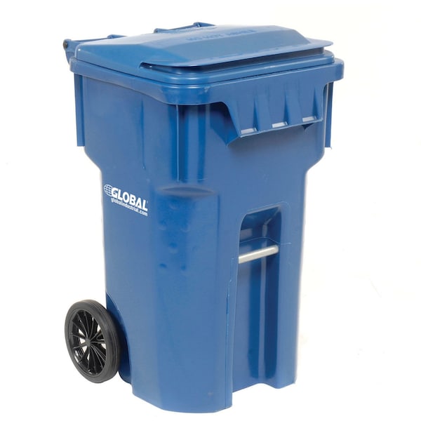 Mobile Heavy Duty Trash Container, 65 Gallon, Blue